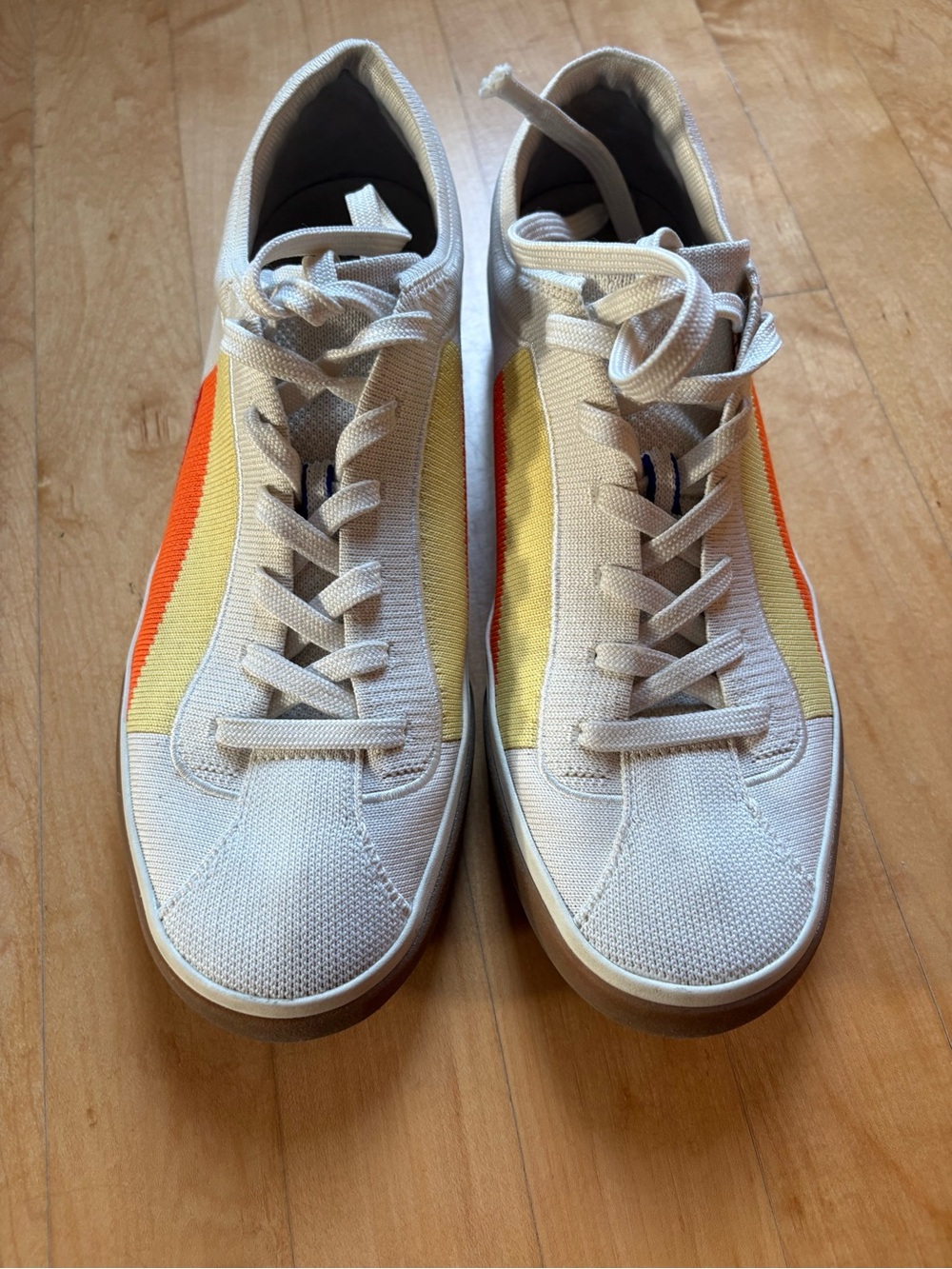 Rothy's The Lace Up Sneaker Candy Corn Stripe Women's Size 9 VGUC Comfortable